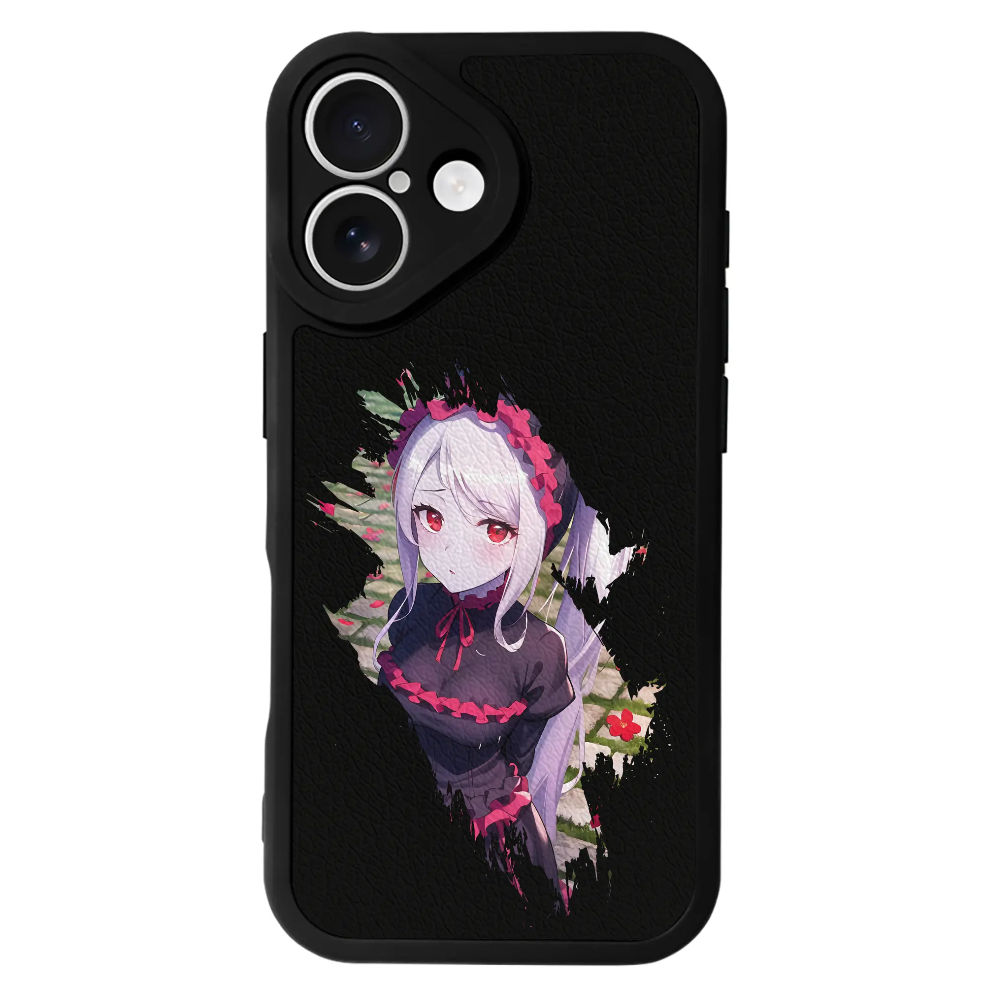 オーバーロード グッズ シャルティア・ブラッドフォールン - IPhone 16シリーズ対応 ・ シリコンスマホケース ・ レザー調 ・ 高精度フィット ・ 耐衝撃 ・ ワイヤレス充電対応 ・ 精密カット